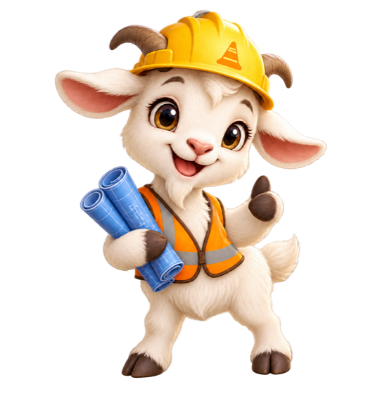Cabrinha de capacete de obra segurando a planta do novo site